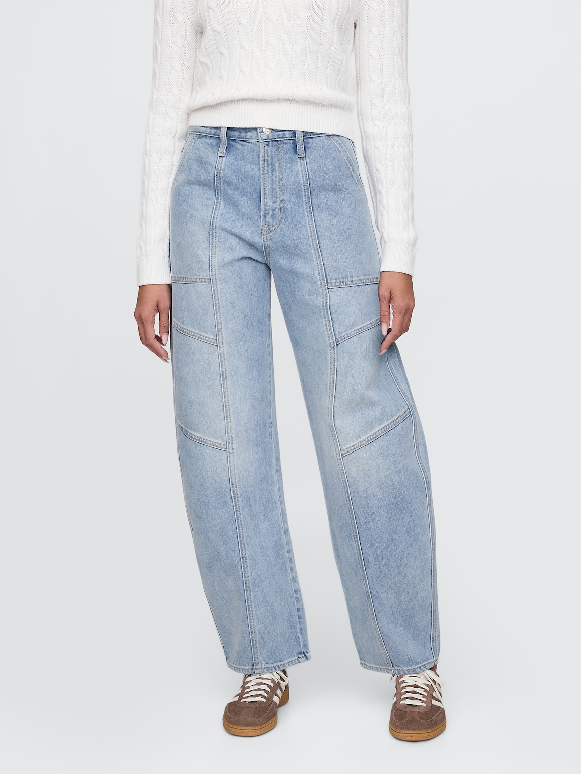 High Rise Seamed Barrel Jeans
