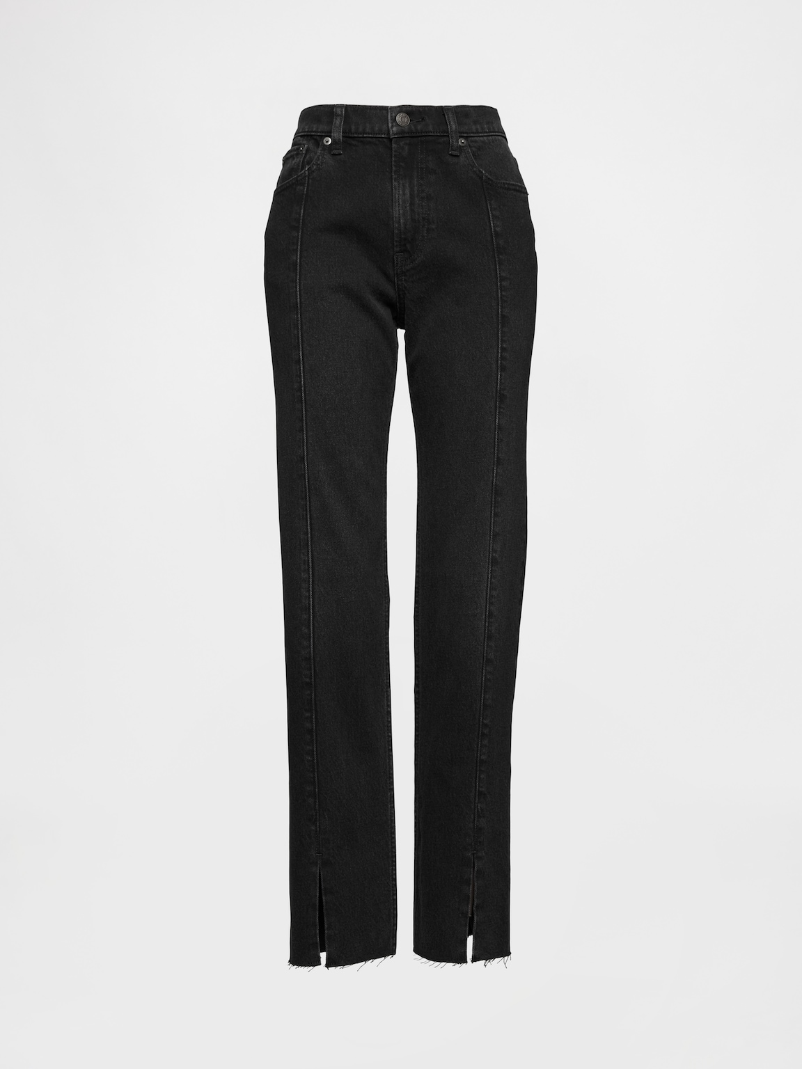 High Rise Split-Hem '90s Slim Straight Jeans