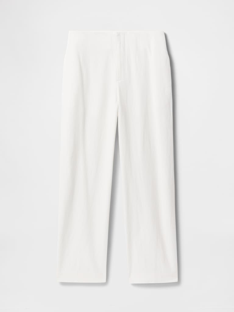 Linen-Blend Relaxed Straight Ankle Pants