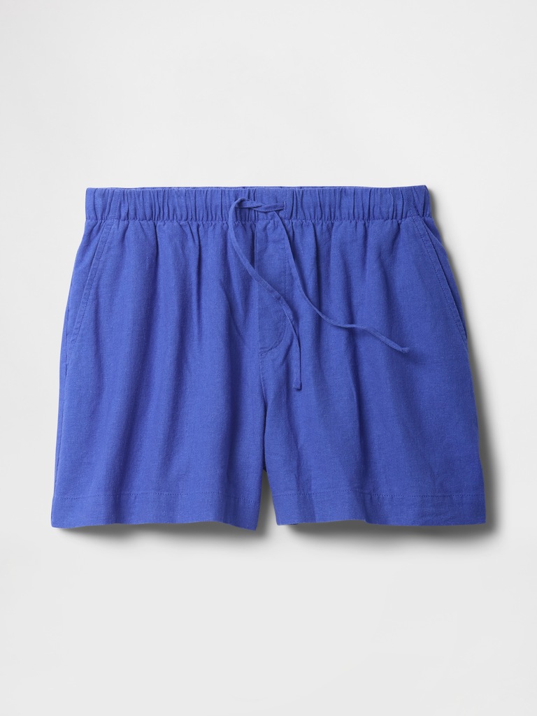4" Mid Rise Pull-On Linen-Blend Shorts