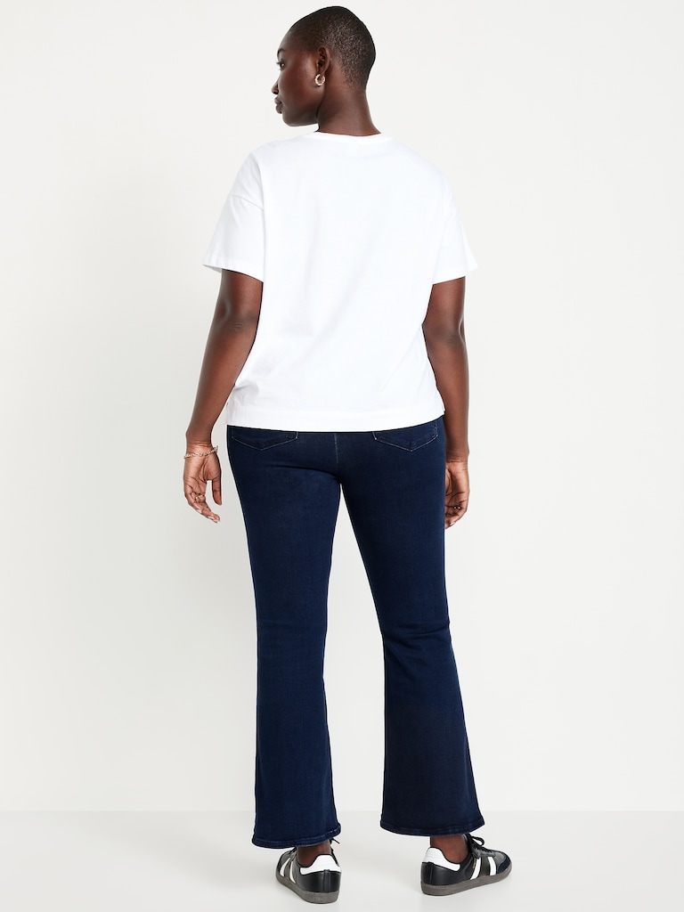 High-Waisted Weekender Pull-On Crop Flare Jeans