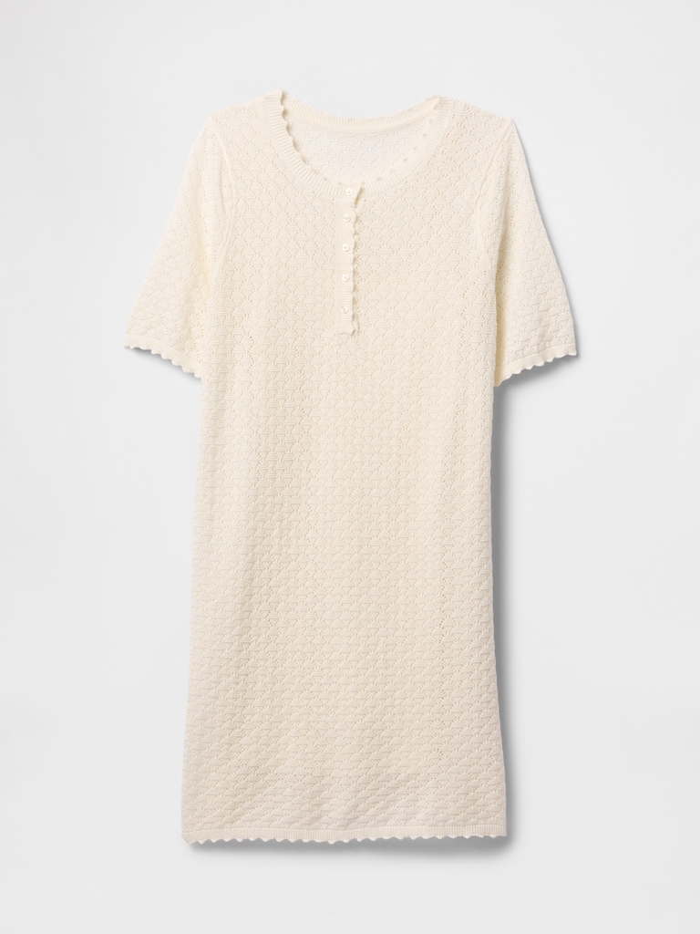 Linen-Blend Pointelle Dress