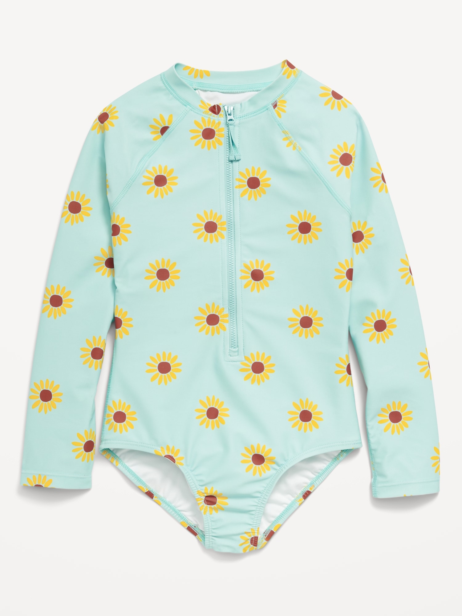 Long-Sleeve Rashguard One-Piece Swimsuit for Toddler Girls