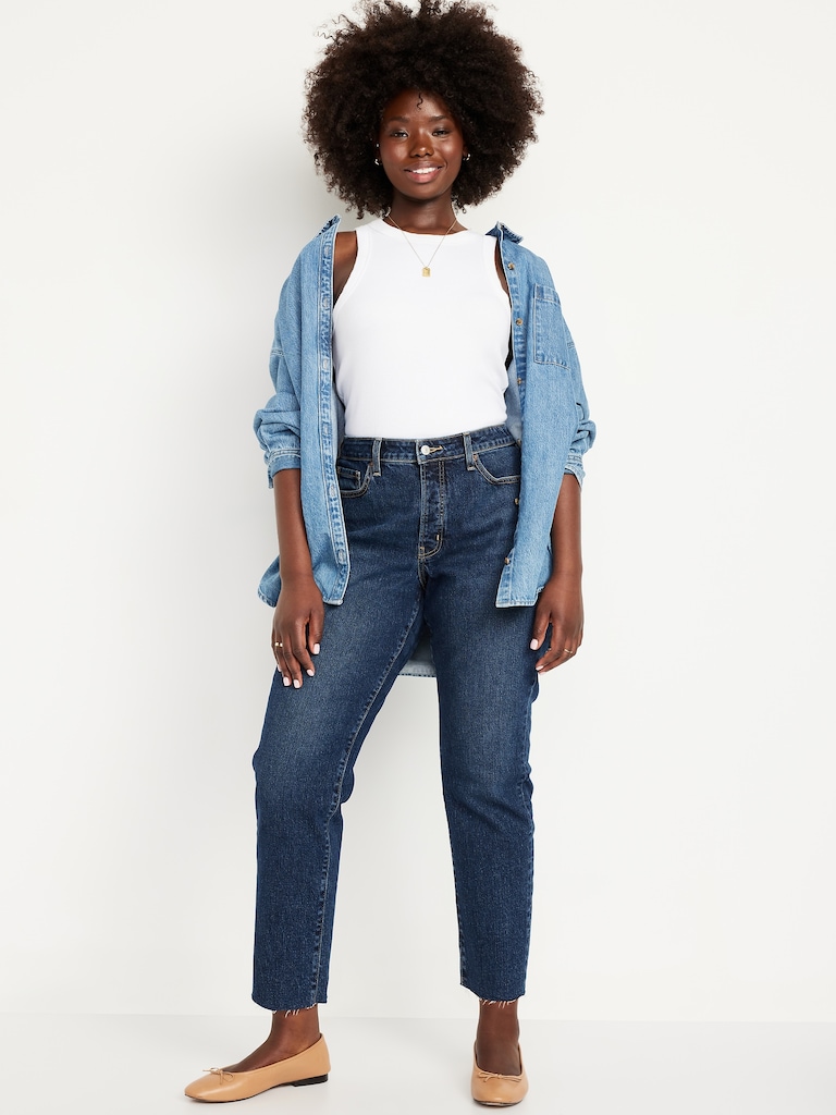 Curvy High-Waisted OG Straight Button-Fly Ankle Jeans