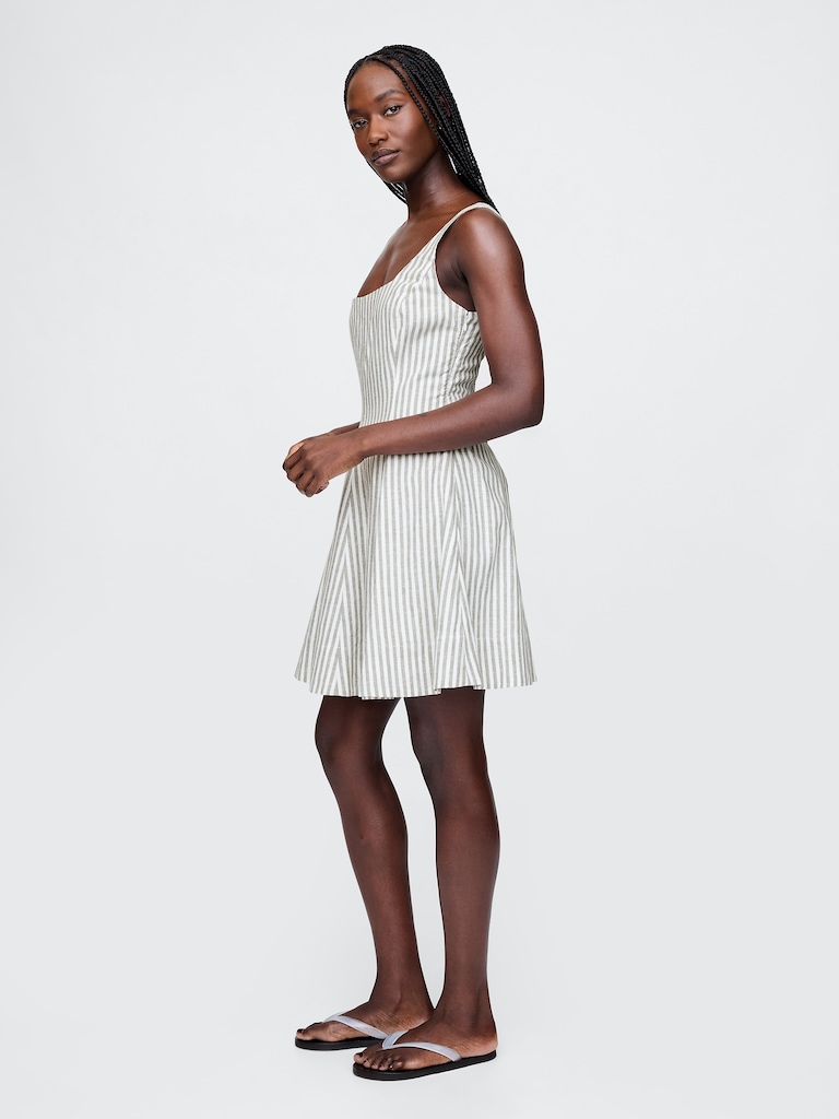 Linen-Blend Mini Dress