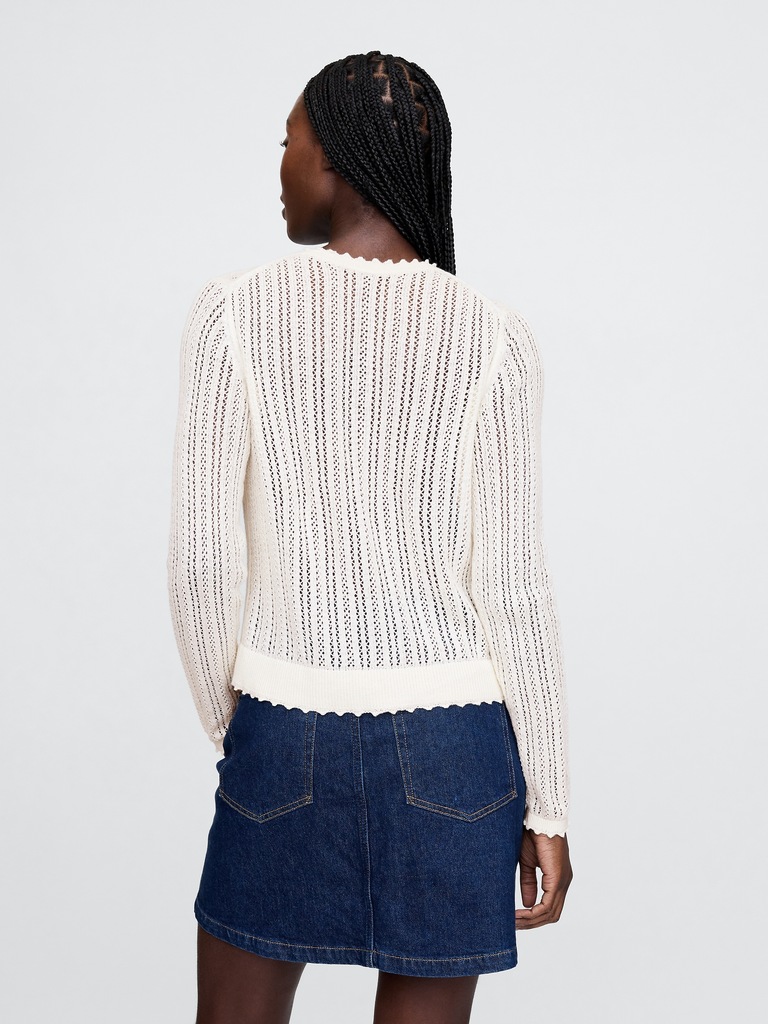 Linen-Blend Pointelle Cardigan