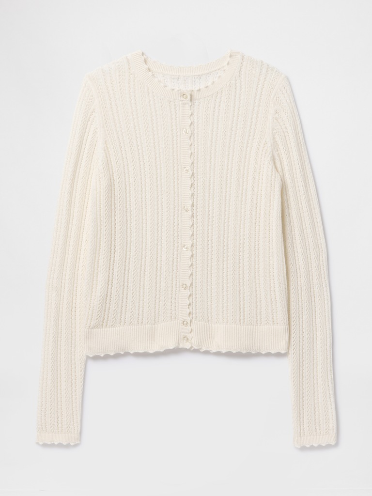 Linen-Blend Pointelle Cardigan