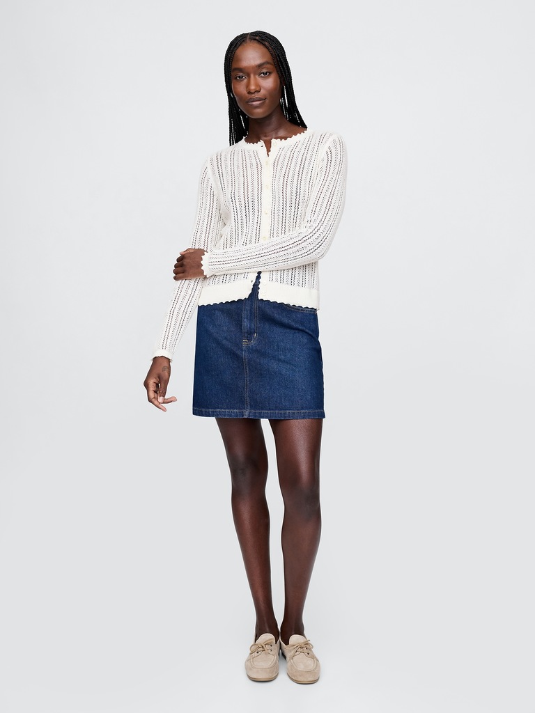 Linen-Blend Pointelle Cardigan