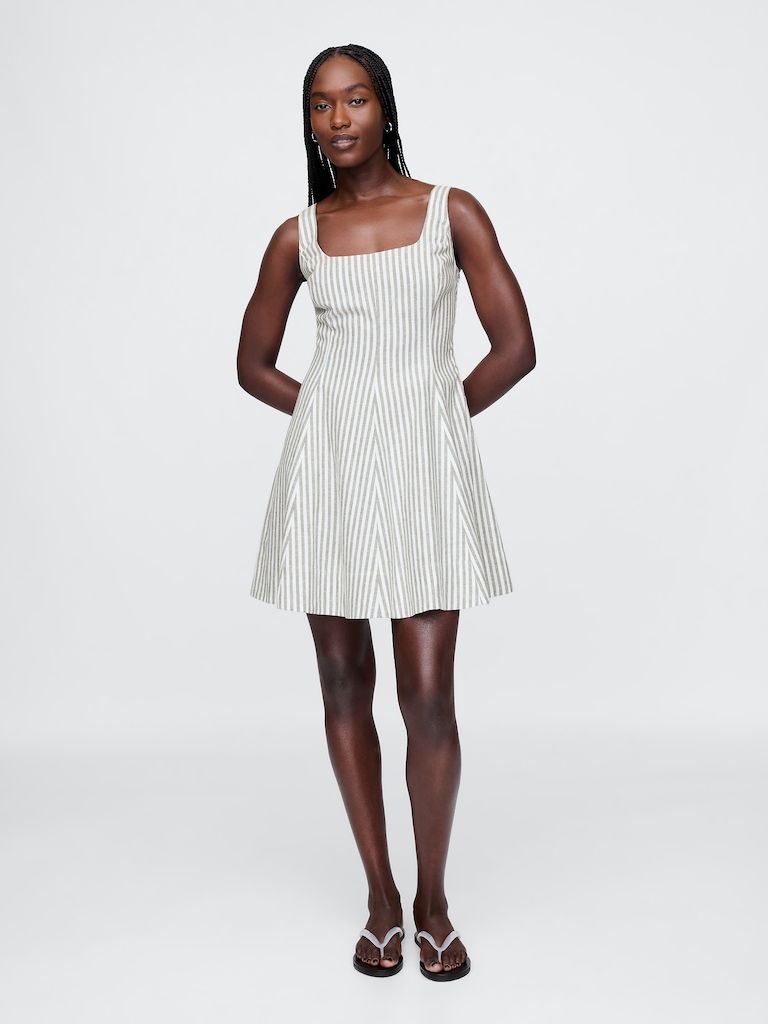 Linen-Blend Mini Dress