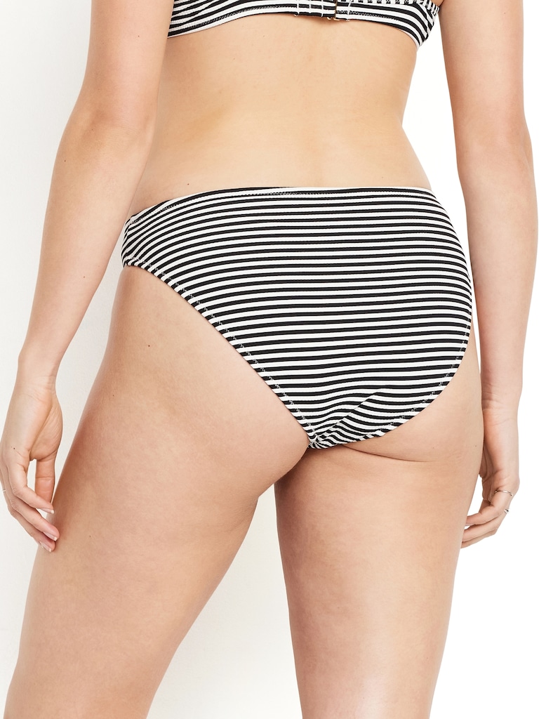 Mid-Rise Textured Bikini Swim Bottoms