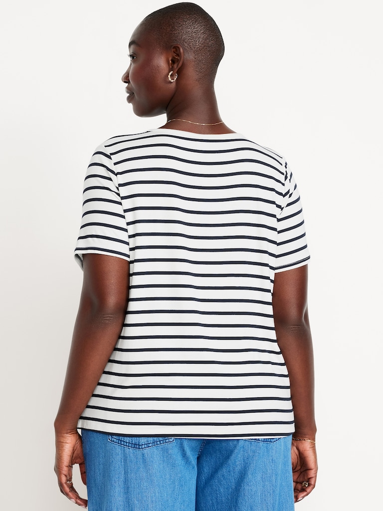 Luxe V-Neck Striped T-Shirt