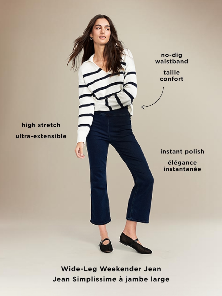 High-Waisted Weekender Pull-On Crop Flare Jeans