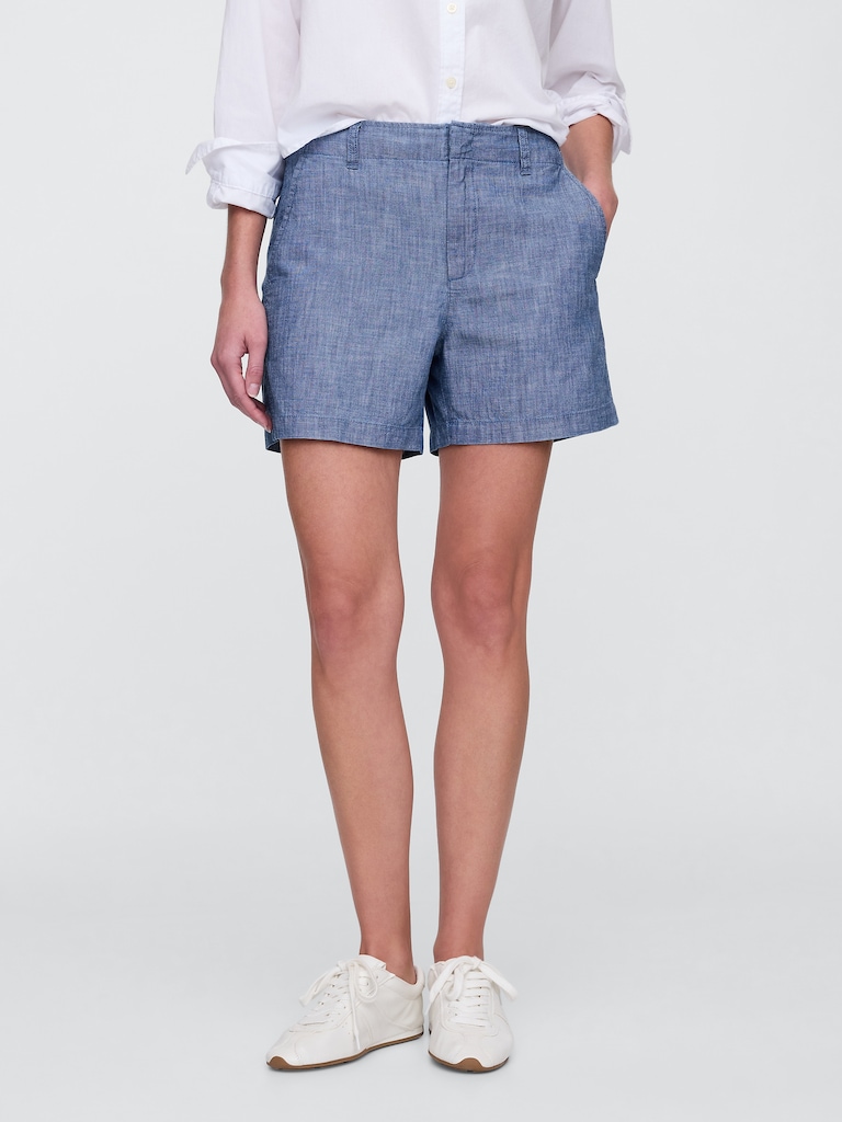5" Mid Rise Downtown Chambray Shorts