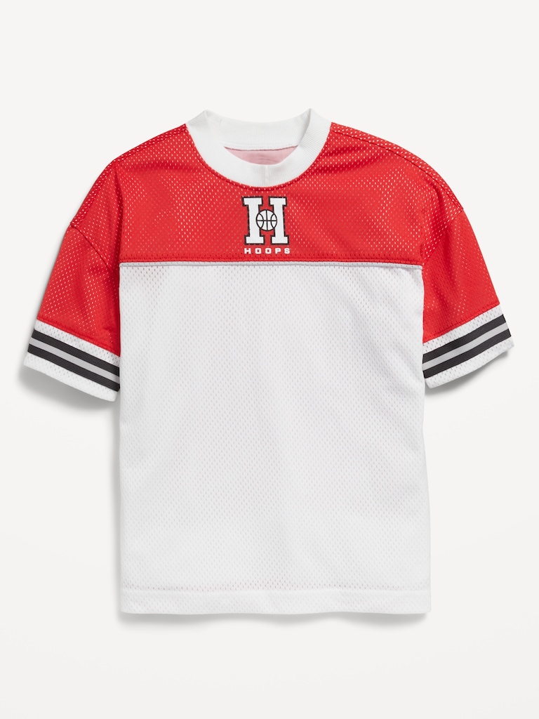 Oversized Color-Block Mesh Graphic T-Shirt for Boys