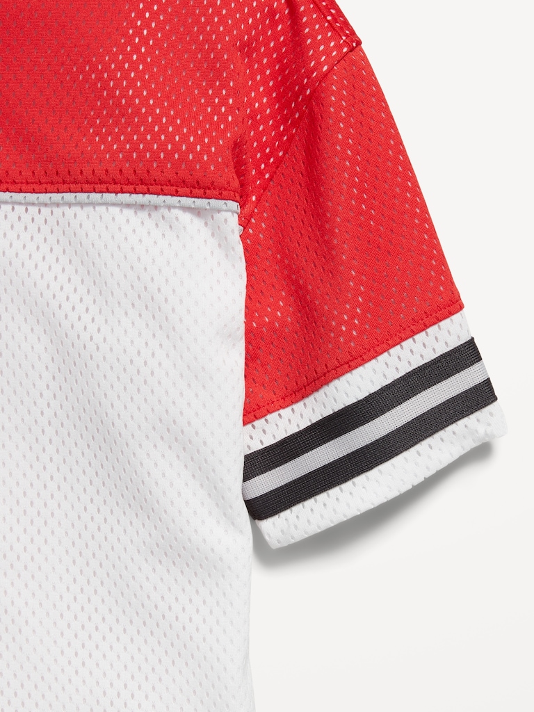 Oversized Color-Block Mesh Graphic T-Shirt for Boys
