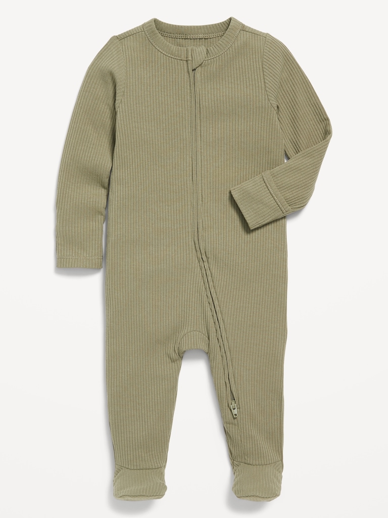 Ribbed 2-Way-Zip Sleep & Play Footed One-Piece for Baby