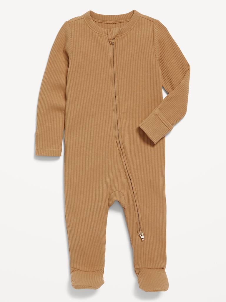 Ribbed 2-Way-Zip Sleep & Play Footed One-Piece for Baby