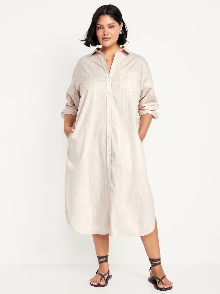 Striped Midi Shirt Dress