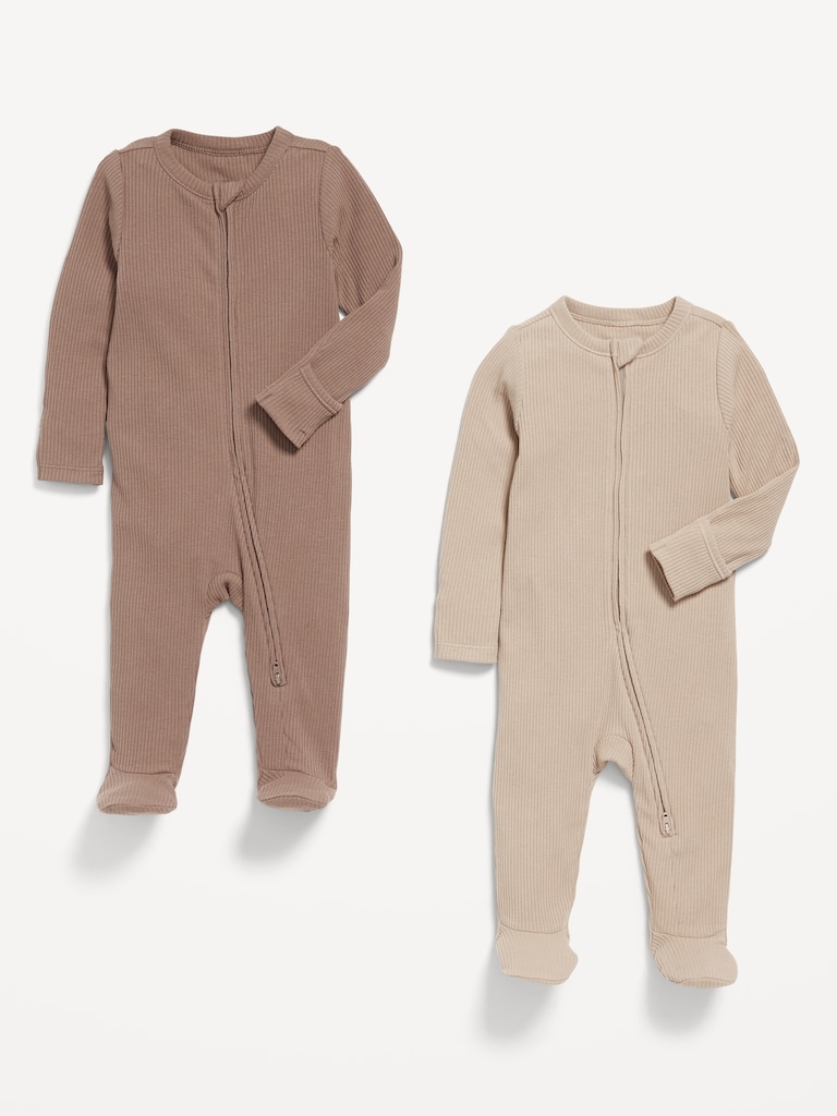 Unisex 2-Way-Zip Sleep & Play Footed One-Piece 2-Pack for Baby
