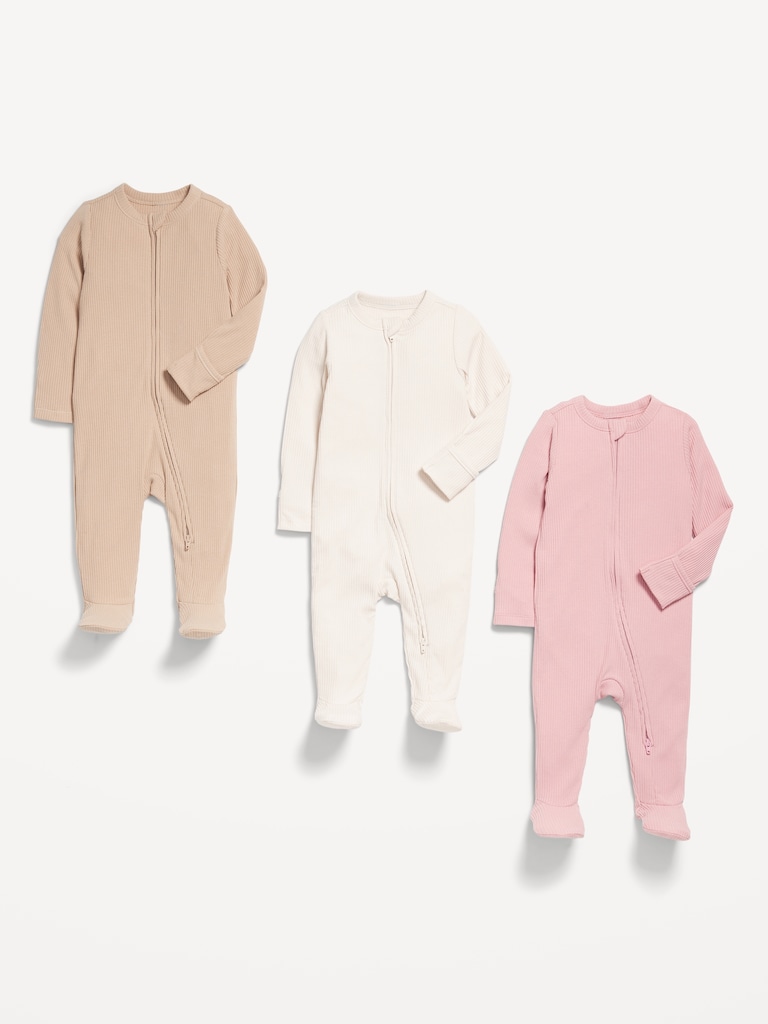 2-Way-Zip Sleep & Play Footed One-Piece 3-Pack for Baby