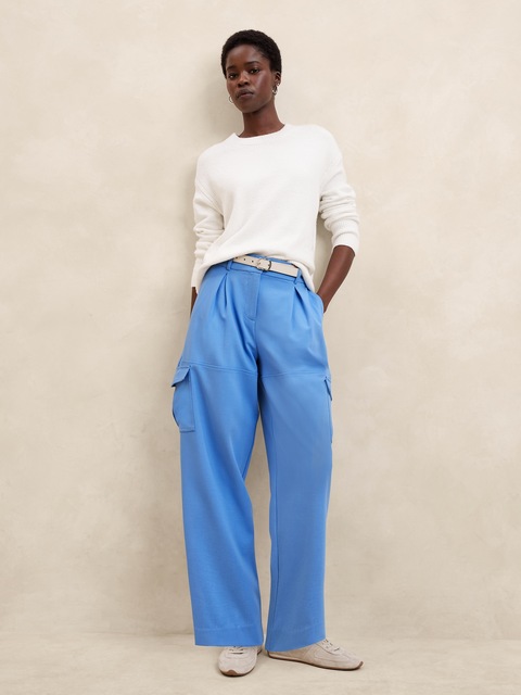 Pantalon Femme Banana Republic à Jambe Large - Taille 28/6 (30" De Tour) - Bleu - 70% Coton - Neuf Avec étiquettes