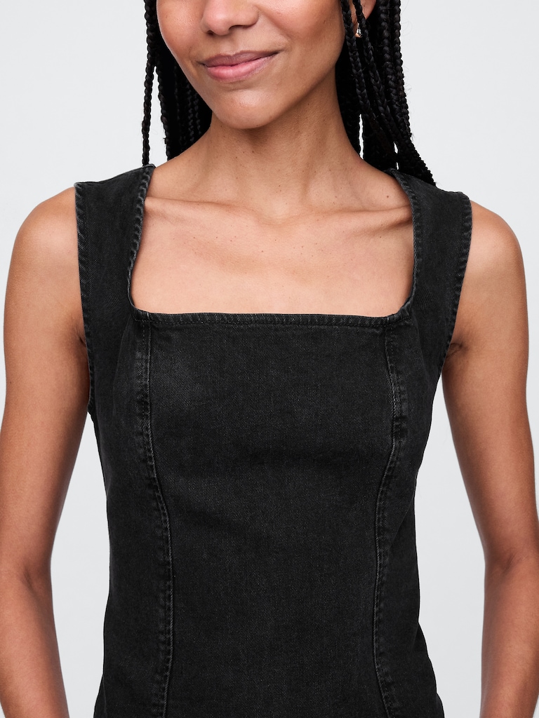 Haut à encolure carrée en denim