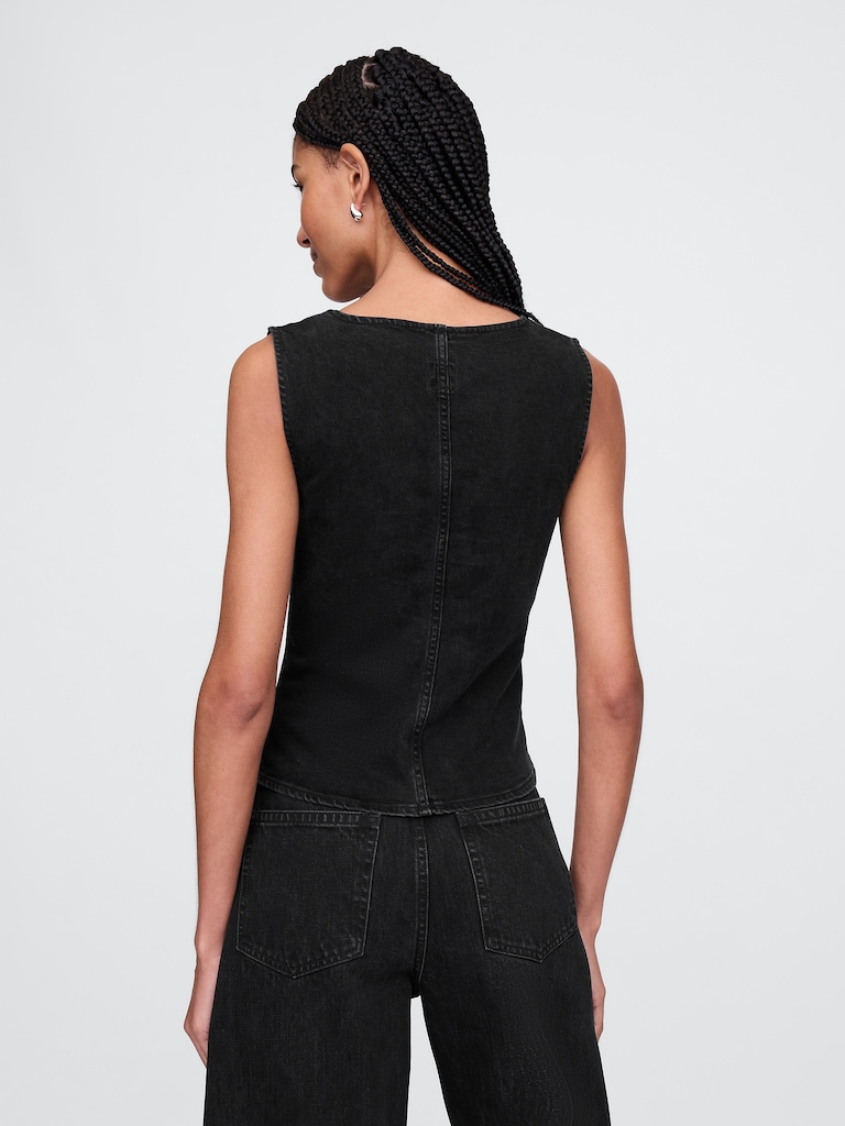Haut à encolure carrée en denim
