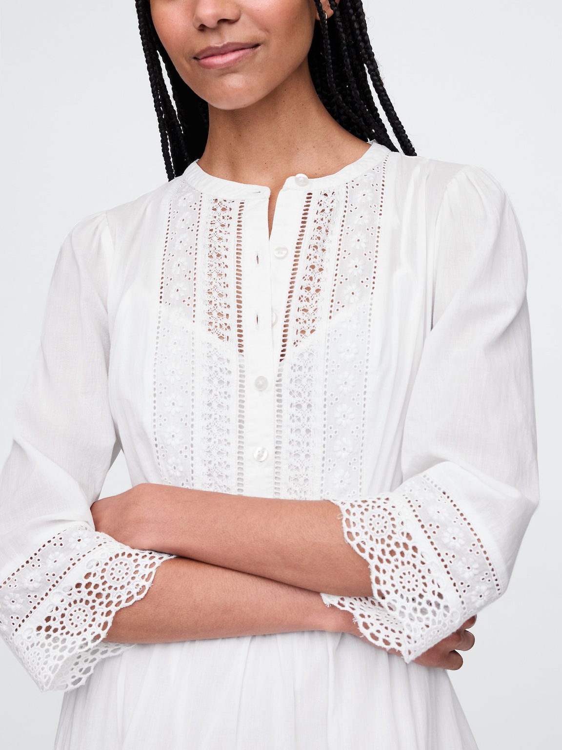 Lace-Trim Mini Dress