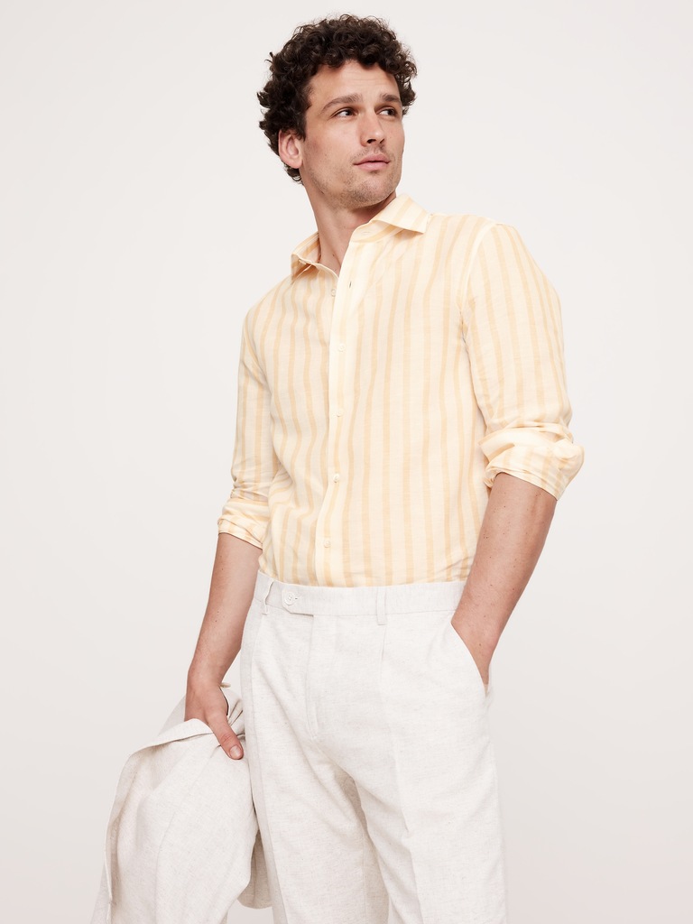 Slim-Fit Linen-Cotton Dress Shirt