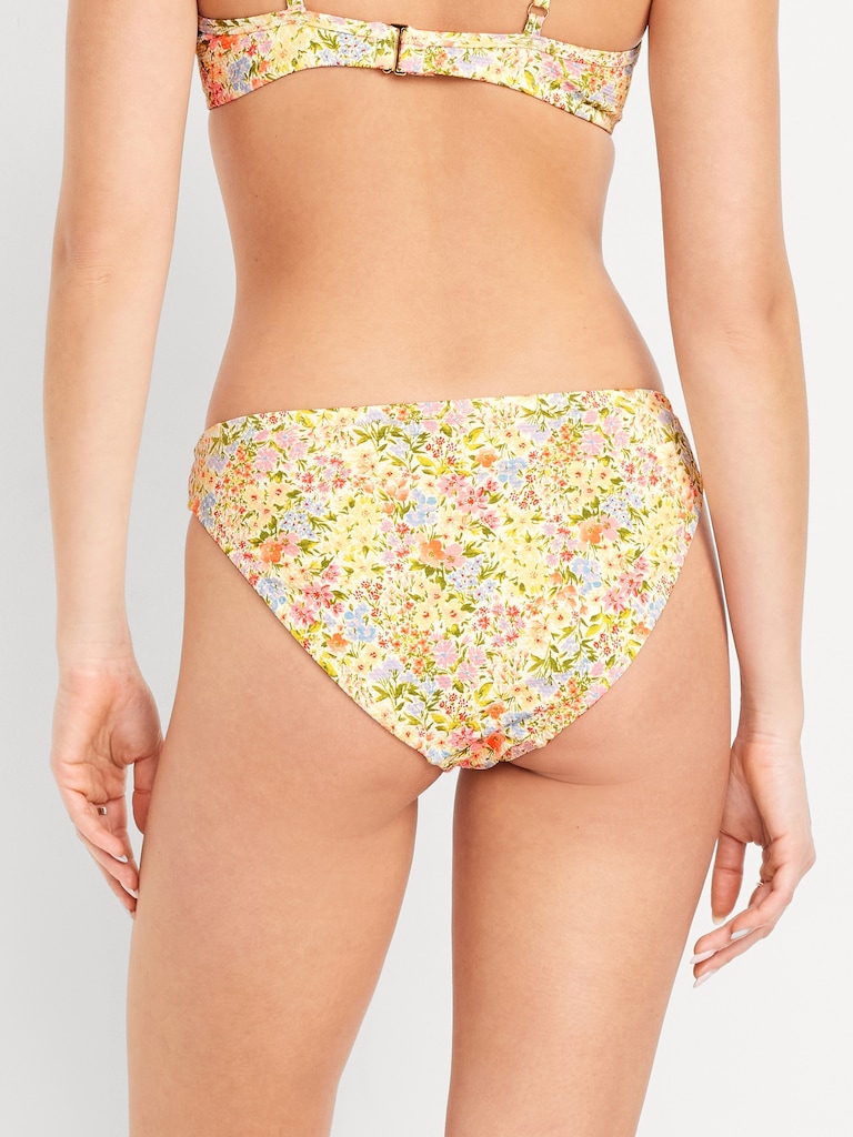 Mid-Rise Textured Bikini Swim Bottoms