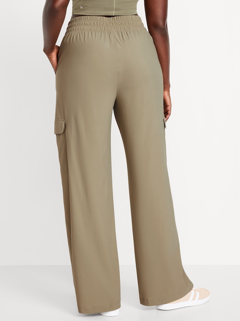 High-Waisted SleekTech Wide-Leg Cargo Pants