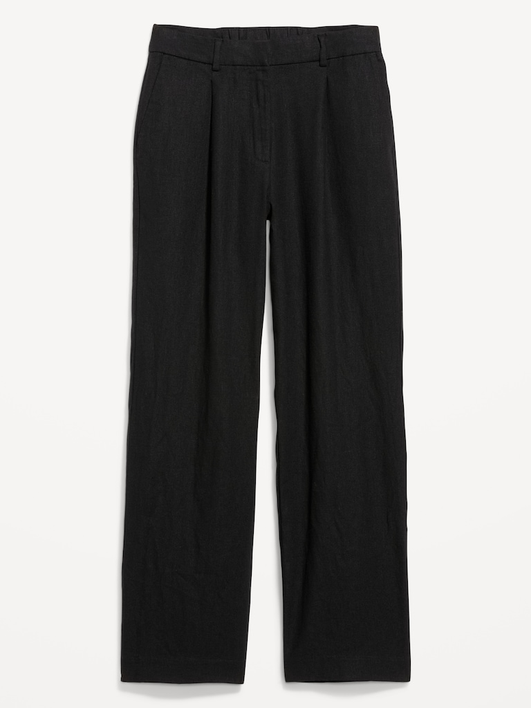 Extra High-Waisted Linen-Blend Taylor Wide-Leg Trouser Pants