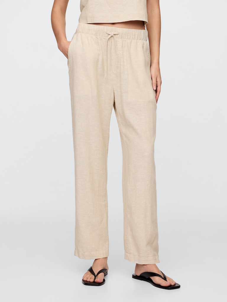 Mid Rise Easy Linen-Blend Pants