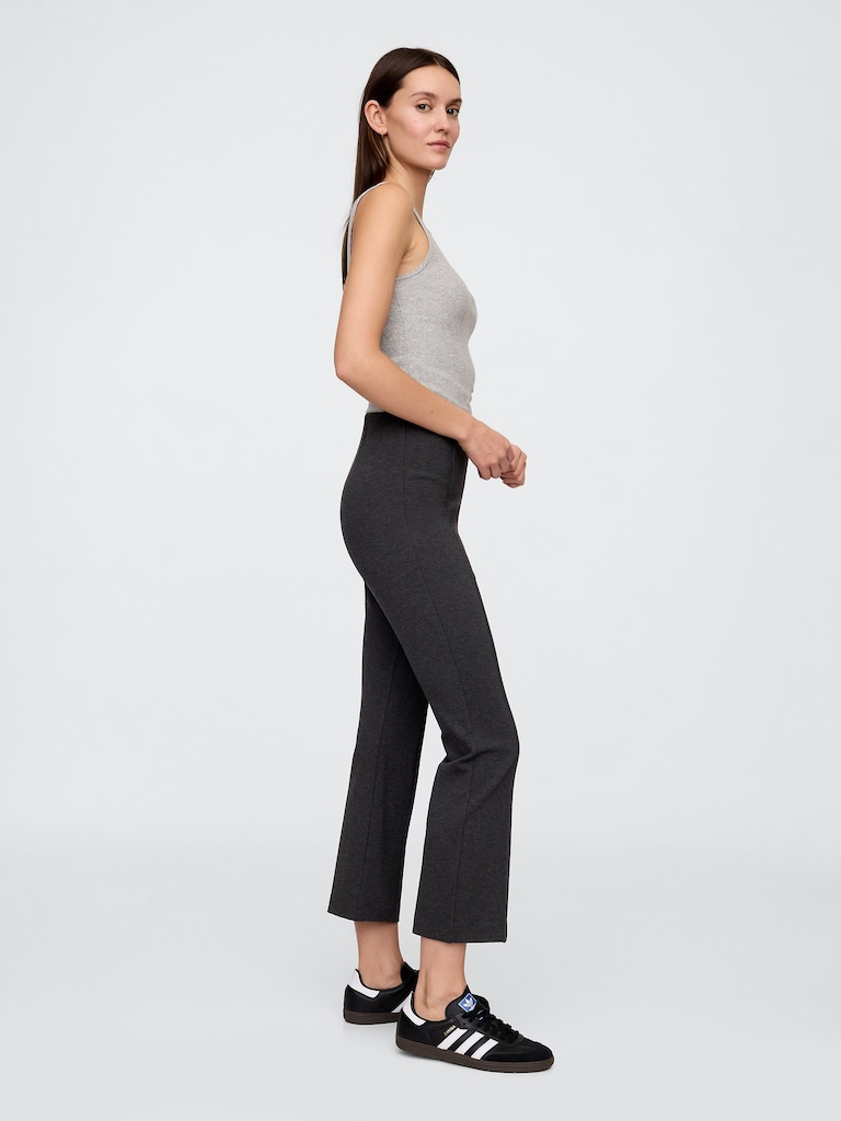High Rise Ponte Flare Crop Pants