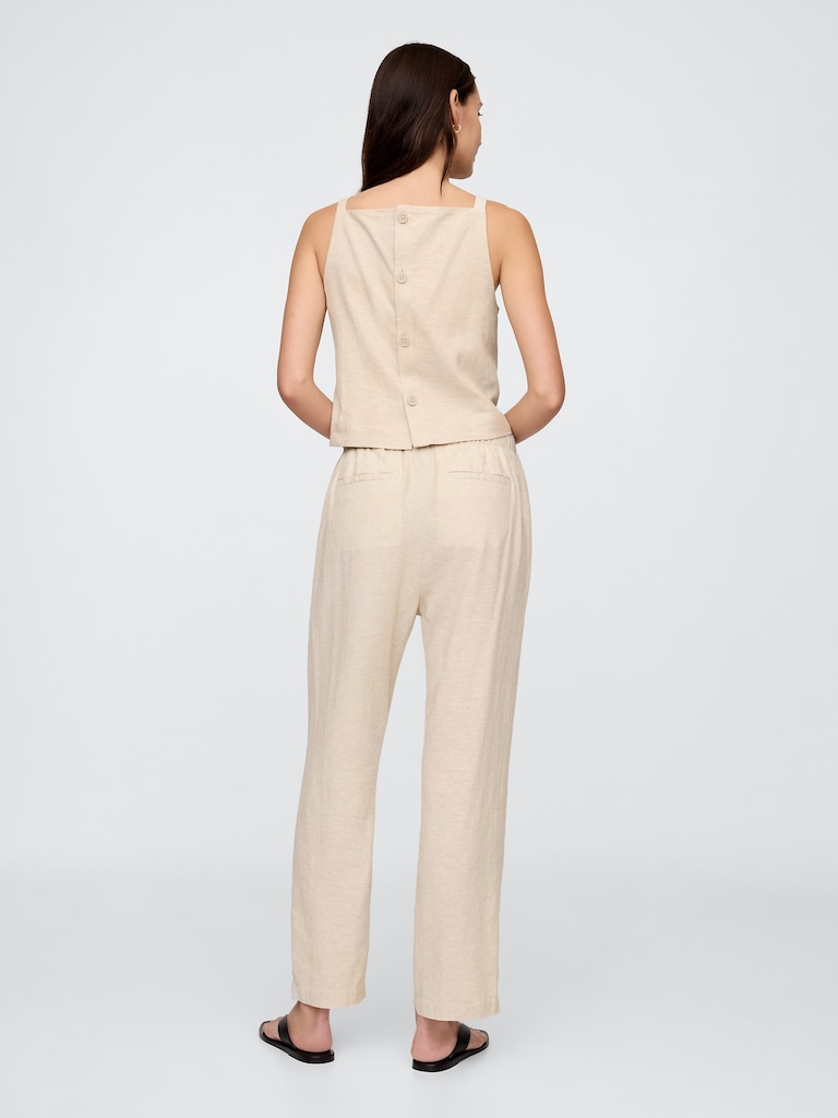 Mid Rise Easy Linen-Blend Pants