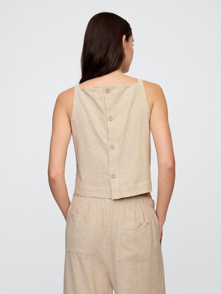 Linen-Blend Apron Top