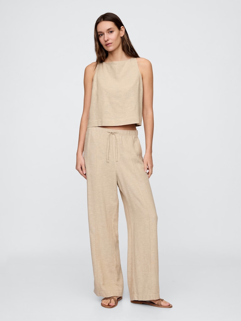 Linen-Blend Apron Top