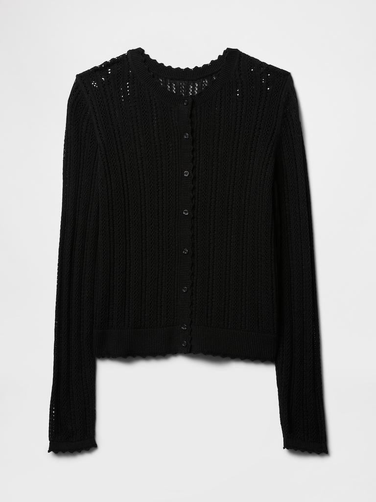 Linen-Blend Pointelle Cardigan