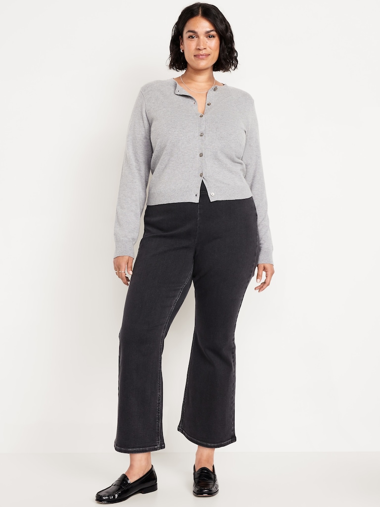 High-Waisted Weekender Pull-On Crop Flare Jeans