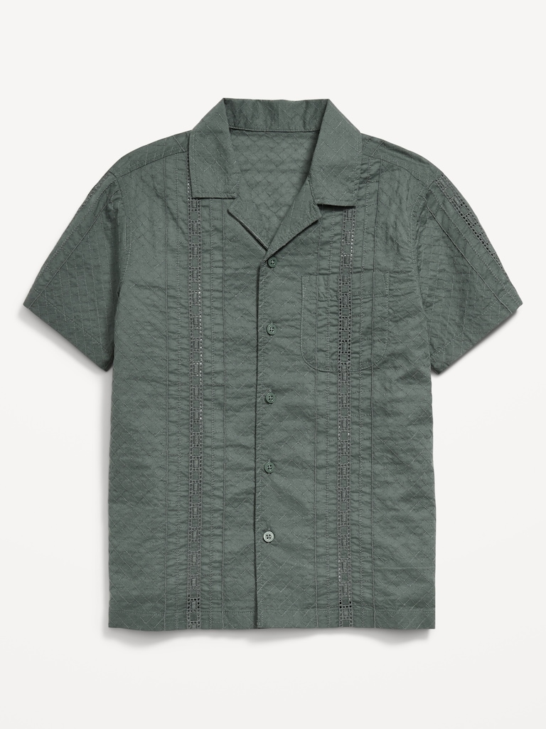 Short-Sleeve Textured Pocket Shirt for Boys