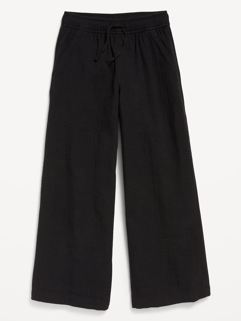 Loose Printed High-Waisted Double-Weave Wide-Leg Pants for Girls