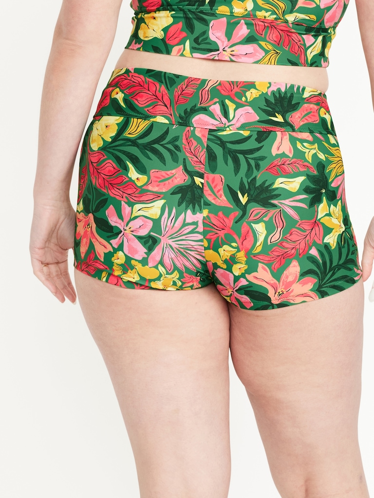 High-Waisted Matte Swim Shorts -- 2-inch inseam