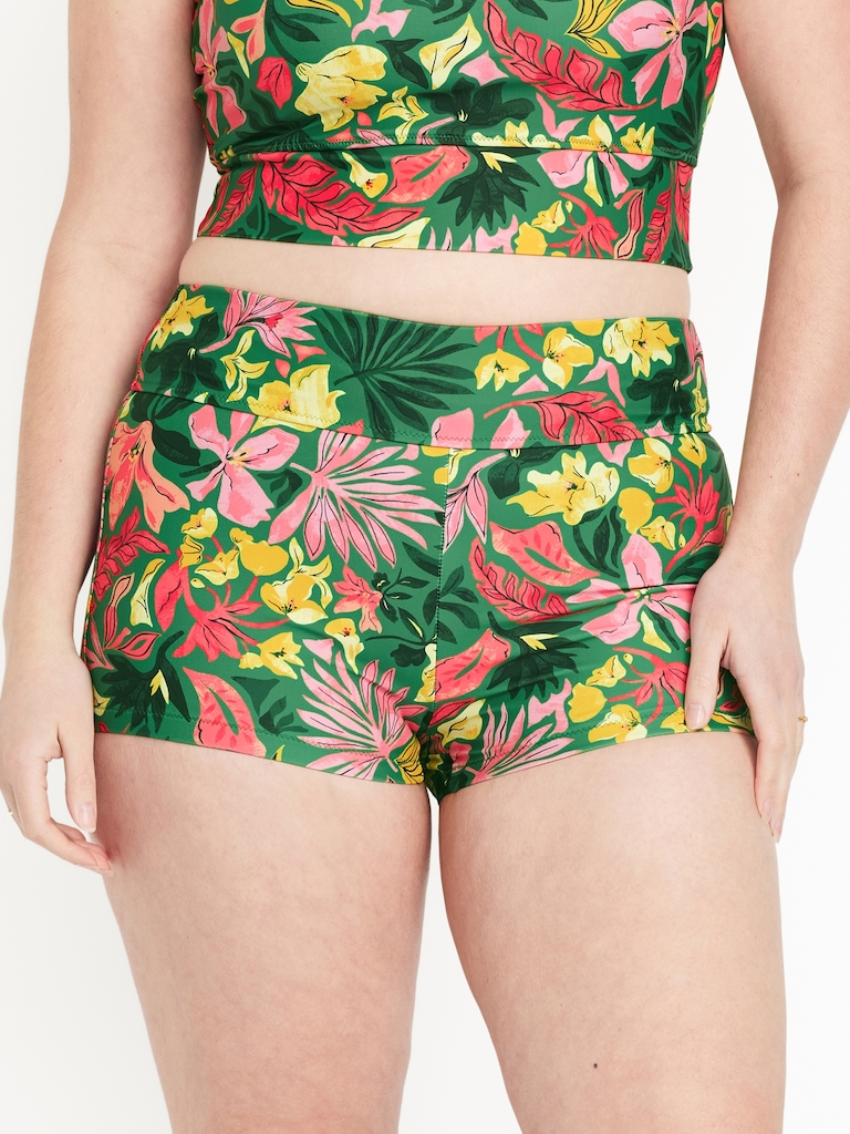High-Waisted Matte Swim Shorts -- 2-inch inseam