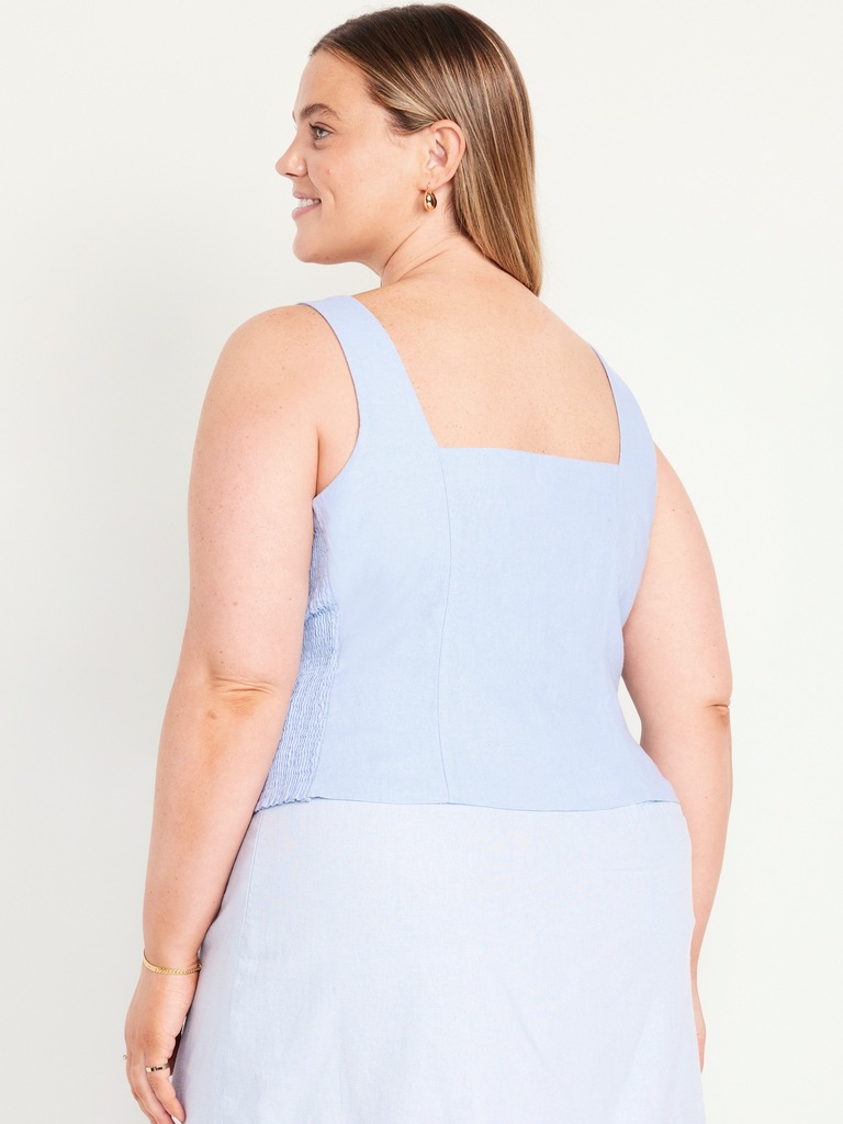 Button-Front Linen-Blend Vest