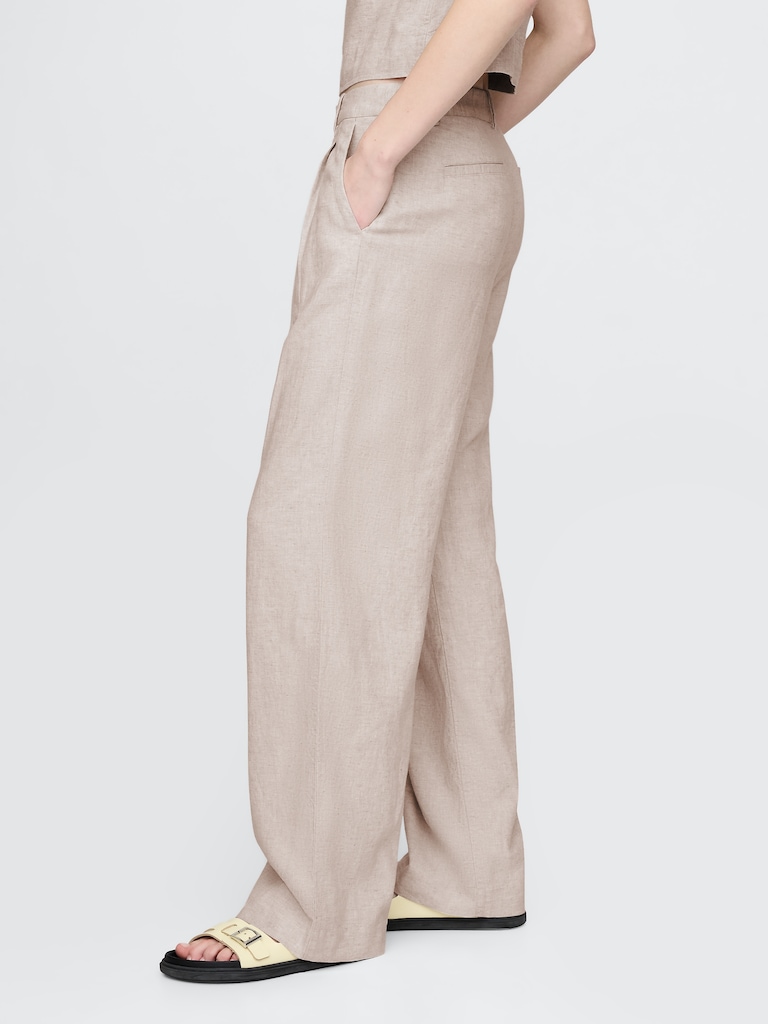 365 High Rise Linen-Blend Trousers