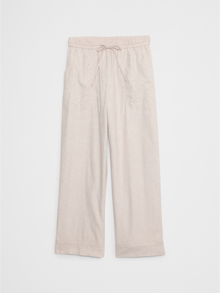 Straight Linen-Blend Pull-On Pant