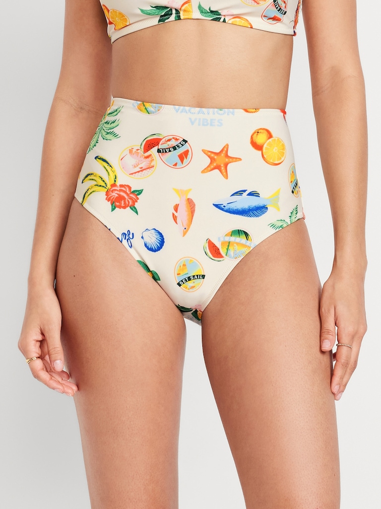 Matte High-Waisted Bikini Swim Bottoms