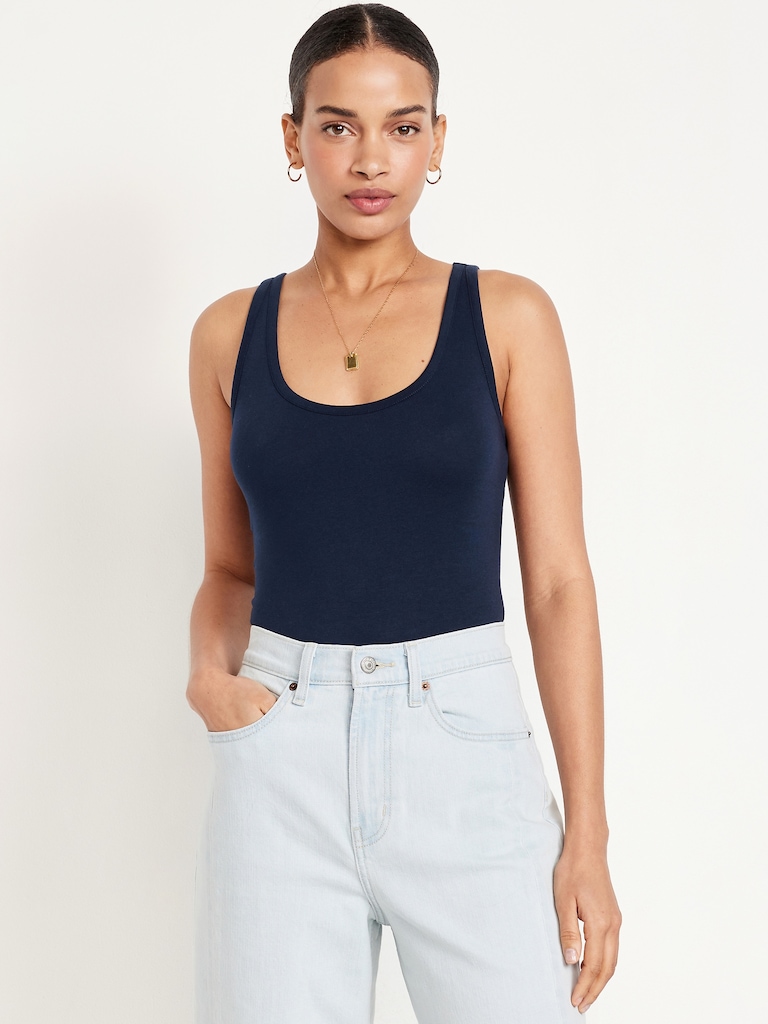 First-Layer Scoop-Neck Tank Top