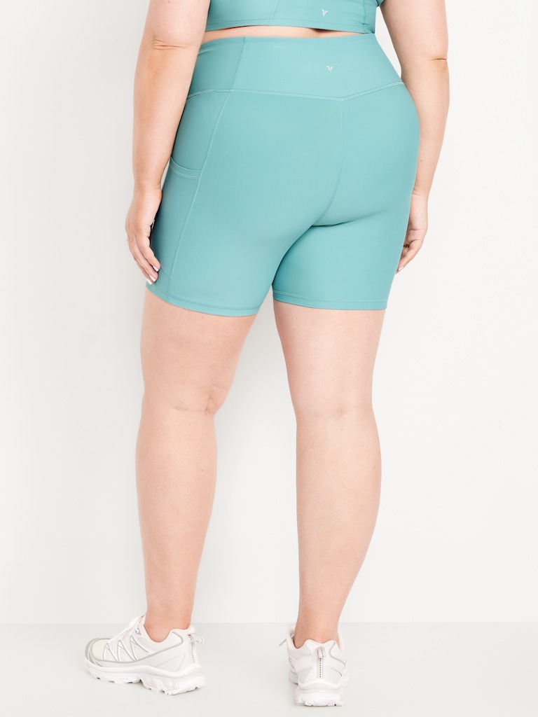 High-Waisted PowerSoft Pocket Biker Shorts -- 6-inch inseam