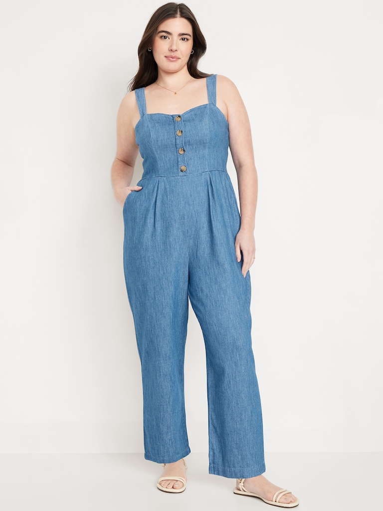 Button-Front Cami Jumpsuit